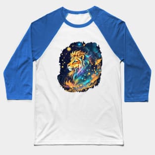 Lion on the background of the starry sky Baseball T-Shirt